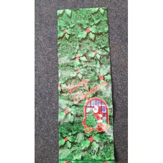 Božićna presavijena PP vrećica 24x48cm Mery Christmas + Djed Mraz zelena