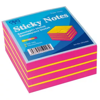 Samoljepljivi blok 75x75mm ružičasto-žuti neon 400 listova Auro