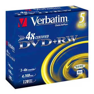 VERBATIM DVD + RW (5-paket) Jewel / 4x / DLP / 4,7 GB VERBATIM DVD + RW (5-paket) Jewel / 4x / DLP / 4,7 GB