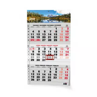 A3 tromjesečni zidni kalendar s interkalarom Praznici crni Priroda