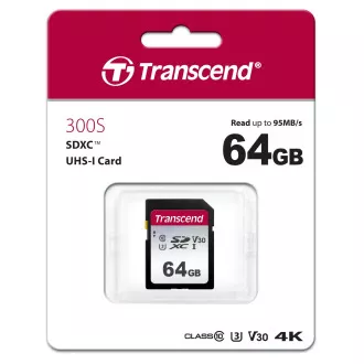 TRANSCEND SDXC kartica 64 GB 300S, UHS-I U3 V30 (P: 95 / Š: 45 MB / s)