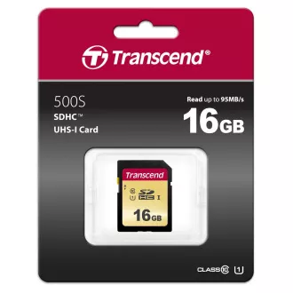 TRANSCEND SDHC kartica 16 GB 500S, UHS-I U1 (P: 95 / W: 60 MB / s)