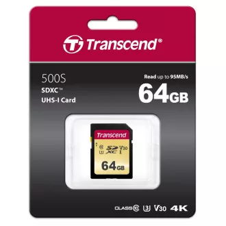 TRANSCEND SDXC kartica 64 GB 500S, UHS-I U3 V30 (P: 95 / Š: 60 MB / s)