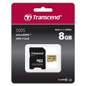 TRANSCEND MicroSDHC kartica 8GB 500S, UHS-I U1 + adapter TRANSCEND MicroSDHC kartica 8GB 500S, UHS-I U1 + adapter