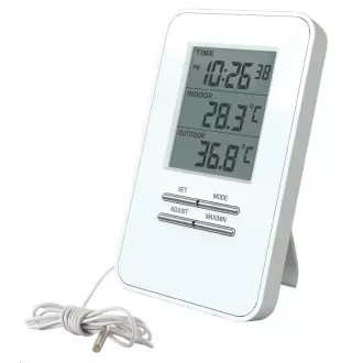 Solight termometar, temperatura, veliki displej, datum, vrijeme, bijeli Solight termometar, temperatura, veliki displej, datum, vrijeme, bijeli