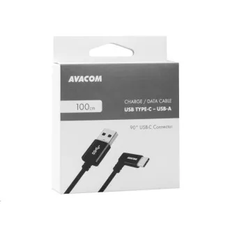 USB podatkovni i kabel za punjenje - USB Type-C, 100cm, 90° konektor, crni