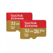 SanDisk MicroSDHC kartica 32GB Extreme (100MB / s, A1 C10 V30 UHS-I U3, za akcijske kamere) + adapter, Twin Pack