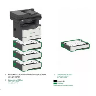 LEXMARK višenamjenski crno-bijeli pisač MX521ade, A4, 44ppm, 1024MB, LCD zaslon u boji, obostrani, RADF, USB 2.0, LAN