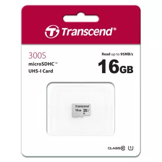 TRANSCEND MicroSDHC kartica 16GB 300S, UHS-I U1 + adapter
