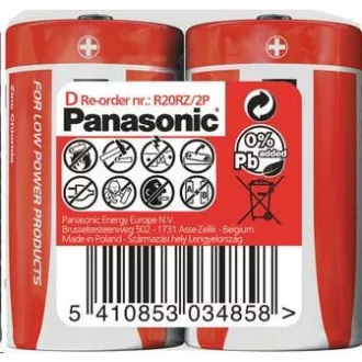 PANASONIC cink ugljične baterije crveni cink R20RZ / 2P D 1.5V (skupljaju se 2kom)