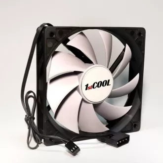 1stCOOL ventilator SILENT, 12 cm crno/bijeli 3pin/Molex