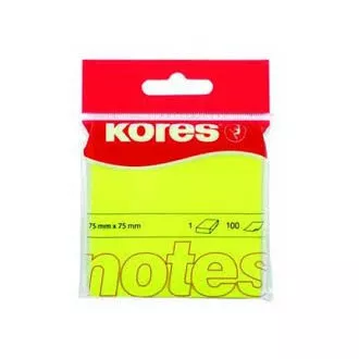 Samoljepljivi blok 75x75mm žuti neon 100 listova Kores