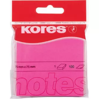 Samoljepljivi blok 75x75mm roza neon 100 listova Kores Samoljepljivi blok 75x75mm roza neon 100 listova Kores