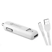 AVACOM CarMAX 2 auto punjač 2x Qualcomm Quick Charge 2.0, bijela boja (micro USB kabel)