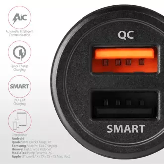 AXAGON PWC-QC5, BRZI i SMART auto punjač, 2x port QC3.0 / AFC / FCP + 5V-2.6A, 31.5W AXAGON PWC-QC5, BRZI i SMART auto punjač, 2x port QC3.0 / AFC / FCP + 5V-2.6A, 31.5W