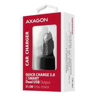 AXAGON PWC-QC5, BRZI i SMART auto punjač, 2x port QC3.0 / AFC / FCP + 5V-2.6A, 31.5W AXAGON PWC-QC5, BRZI i SMART auto punjač, 2x port QC3.0 / AFC / FCP + 5V-2.6A, 31.5W