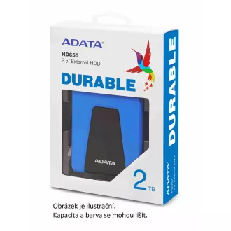ADATA vanjski HDD 1TB USB 3.1 DashDrive Durable HD650, crveni (guma, otporan na udarce)