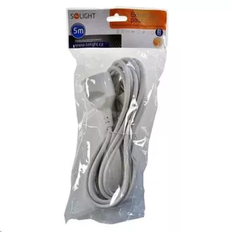 Solight produžni kabel - konektor, 1 utičnica, 5 m, 3 x 1 mm2, bijeli