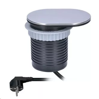 Solight 1x ugradna utičnica + 1x USB s kliznim poklopcem, ovalni poklopac od brušenog aluminija, produžni kabel 1,9m Solight 1x ugradna utičnica + 1x USB s kliznim poklopcem, ovalni poklopac od brušenog aluminija, produžni kabel 1,9m