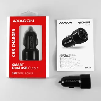 AXAGON PWC-5V5, SMART auto punjač, 2x port 5V-2.4A + 2.4A, 24W AXAGON PWC-5V5, SMART auto punjač, 2x port 5V-2.4A + 2.4A, 24W