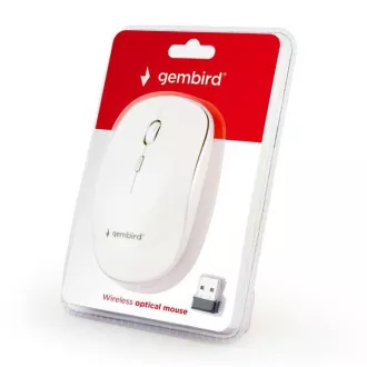 GEMBIRD miš MUSW-4B-01, bijeli, bežični, USB nano prijemnik