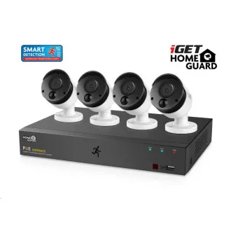 iGET HOMEGUARD HGNVK85304 PoE sustav kamera s SMART detekcijom pokreta, 8-kanalni FullHD NVR + 4x FullHD vanjska kamera