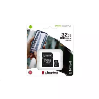 Kingston 32GB micSDHC Canvas Select Plus 100R A1 C10 kartica + SD adapter Kingston 32GB micSDHC Canvas Select Plus 100R A1 C10 kartica + SD adapter