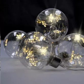 Solight set LED božićnih kuglica sa zvjezdicama, veličina 8cm, 6kom, 30LED, timer, tester, 3xAA