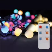 Solight LED 2u1 vanjski božićni lančić, kuglica, daljinski upravljač, 100LED, RGB+bijela, 10m+5m, 8 funkcija, IP44