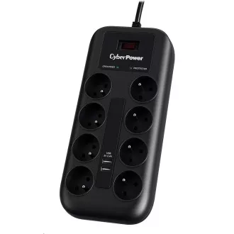 CyberPower Surge Buster™ 8 utičnica, 2xUSB, 1,8m, Novo