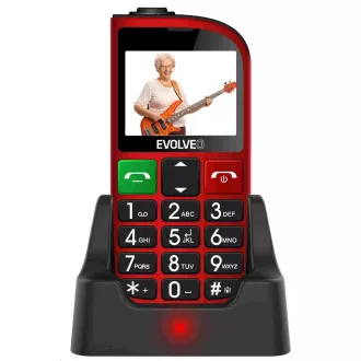 EVOLVEO EasyPhone FM, mobilni telefon za starije osobe sa postoljem za punjenje (crvena boja)