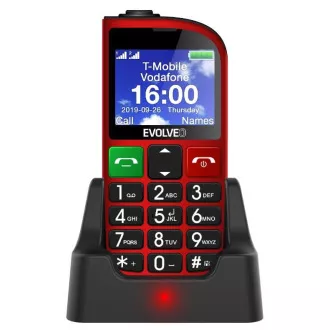 EVOLVEO EasyPhone FM, mobilni telefon za starije osobe sa postoljem za punjenje (crvena boja)