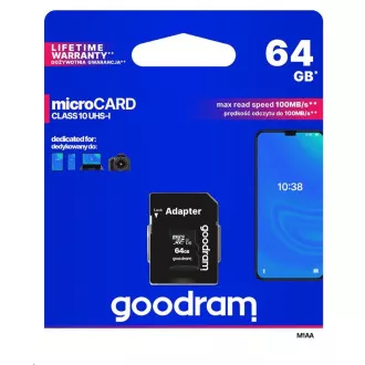 GOODRAM MicroSDXC kartica 64GB M1AA, UHS-I Class 10, U1 + adapter