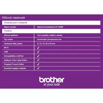 BROTHER pisač naljepnica FOTO - VC500W - WIFI, USB, BOJA bez potrebe za tintom - Integrirano rezanje