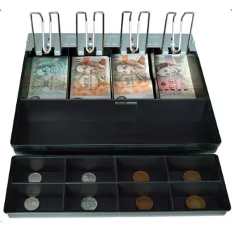 Virtuos odvojeni plastični povez 4/8, metalni držači za novčanice