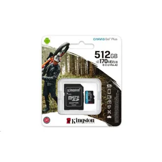 Kingston MicroSDXC kartica 512 GB Canvas Go! Plus, R:170/W:90MB/s, klasa 10, UHS-I, U3, V30, A2 + adapter - Rabljen Kingston MicroSDXC kartica 512 GB Canvas Go! Plus, R:170/W:90MB/s, klasa 10, UHS-I, U3, V30, A2 + adapter - Rabljen