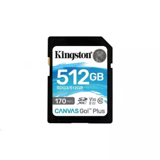 Kingston SDXC kartica 512 GB Canvas Go! Plus, R:170/W:90MB/s, klasa 10, UHS-I, U3, V30