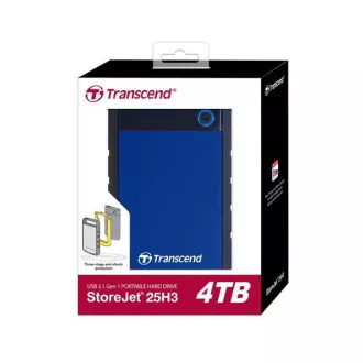 TRANSCEND vanjski HDD 2.5" USB 3.0 StoreJet 25H3B, 4TB, plavi (otporan na udarce) TRANSCEND vanjski HDD 2.5" USB 3.0 StoreJet 25H3B, 4TB, plavi (otporan na udarce)