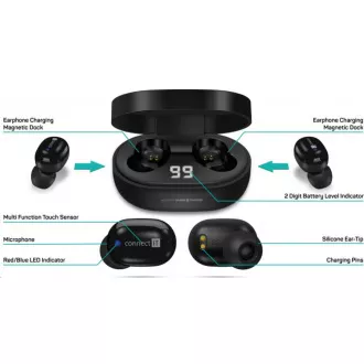 PRIKLJUČITE GA True Wireless SensorTouch slušalice u uhu s mikrofonom, crne