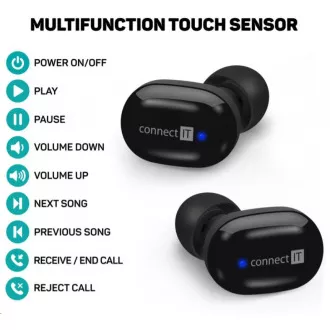 PRIKLJUČITE GA True Wireless SensorTouch slušalice u uhu s mikrofonom, crne