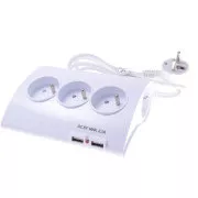 PREMIUMCORD Produžni kabel 230V 1.5m 5 utičnica+prekidač+2x USB 2A