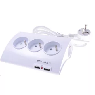 PREMIUMCORD Produžni kabel 230V 1.5m 5 utičnica+prekidač+2x USB 2A