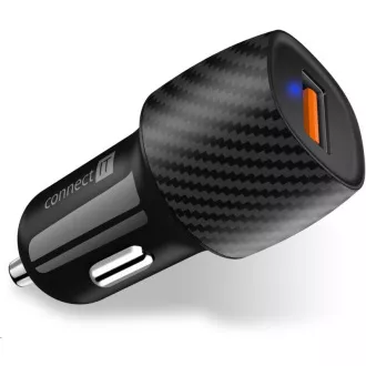 CONNECT IT InCarz QUICK CHARGE 3.0 punjač za auto, 1x USB-A, 3 A, karbonski