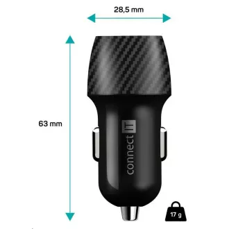 CONNECT IT InCarz QUICK CHARGE 3.0 punjač za auto, 1x USB-A, 3 A, karbonski