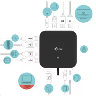i-tec USB-C priključna stanica s dva zaslona, napajanje 100 W + univerzalni punjač 112 W