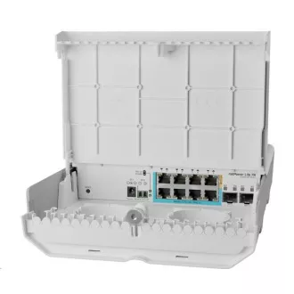 MikroTik CSS610-1Gi-7R-2S+OUT reverzni PoE prekidač, 8x Gigabit, 2x SFP+, 1x PoE izlaz, 7x PoE ulaz, 56Gbps