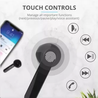 TRUST Primo Touch Bluetooth bežične slušalice - crne