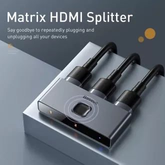Baseus Matrix HDMI Splitter 2u1 / 1v2 sivi Baseus Matrix HDMI Splitter 2u1 / 1v2 sivi
