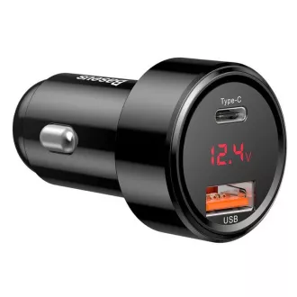 Baseus Magic Series PPS Digital Display Dual Car adapter USB-A QC + USB-C PD 45W, crni