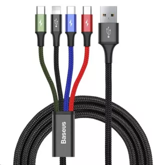 Baseus brzo punjenje/podatkovni kabel 4u1 Lightning + 2 * USB-C + Micro USB 3, 5A 1, 2m, crni Baseus brzo punjenje/podatkovni kabel 4u1 Lightning + 2 * USB-C + Micro USB 3, 5A 1, 2m, crni